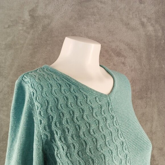 NWT KAREN SCOTT Textured Patchwork Sweater XS(0-2) Teal Aqua Cotton V-neck - Picture 5 of 13